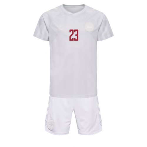 Danmark Pierre-Emile Hojbjerg #23 Bortaställ Barn VM 2022 Kortärmad (+ Korta byxor)